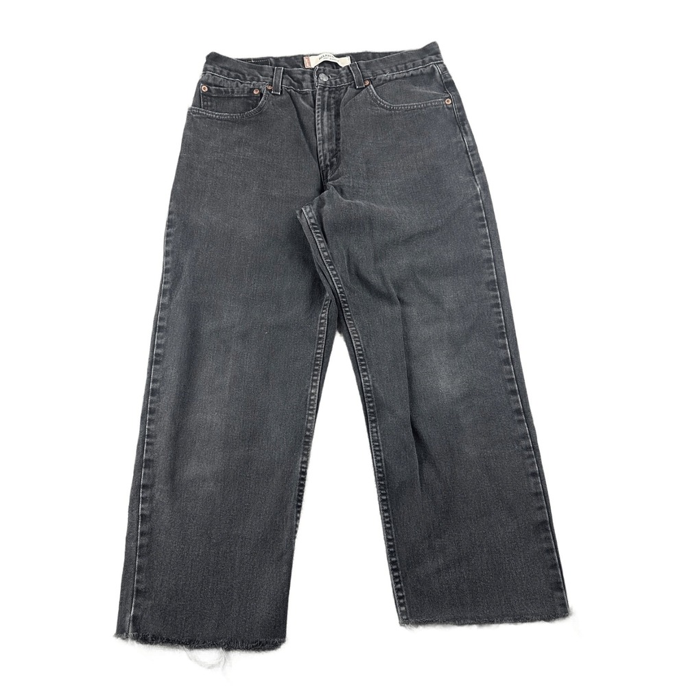 Vintage Levi's 550 Jeans Men 32x32 Gray Relaxed Fit Cut Off Raw Hem Grunge Skate